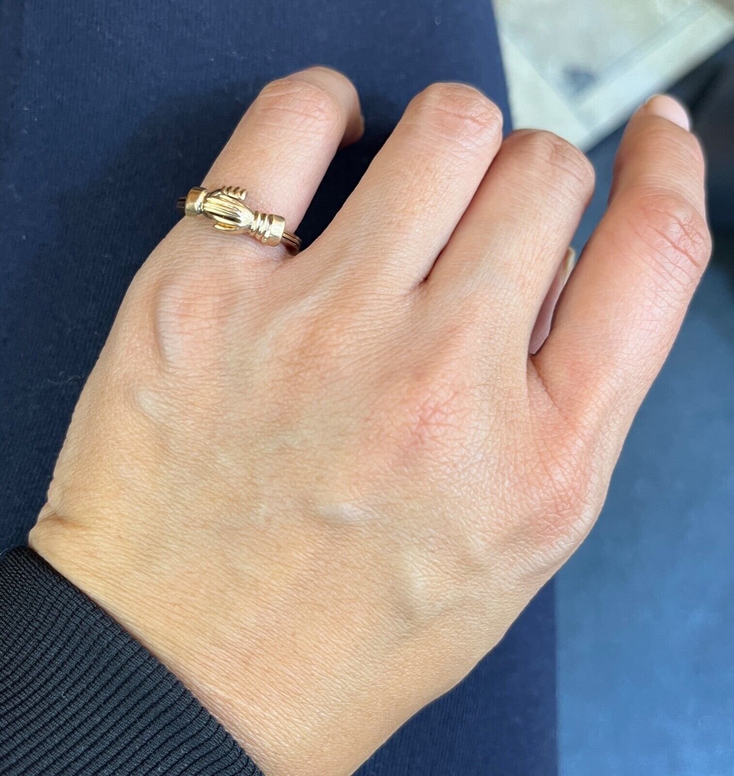 Vintage 14K Rose Gold Fede Gimmel Ring Band