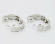 Load image into Gallery viewer, Vintage 18K White Gold Mini Channel-Set 0.84 Cts Diamond Mini Hoop Earrings
