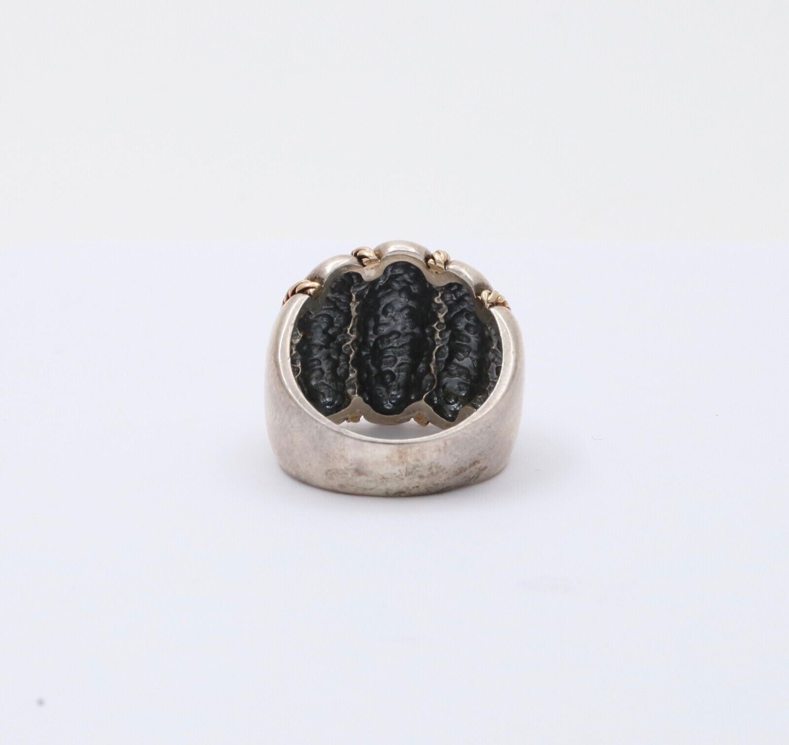 Vintage Kabana 14K Gold & String Silver Wide Ring Band