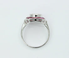 Load image into Gallery viewer, Beautiful Art Deco Style 18K White Gold Diamond Rubies Engagement Ring
