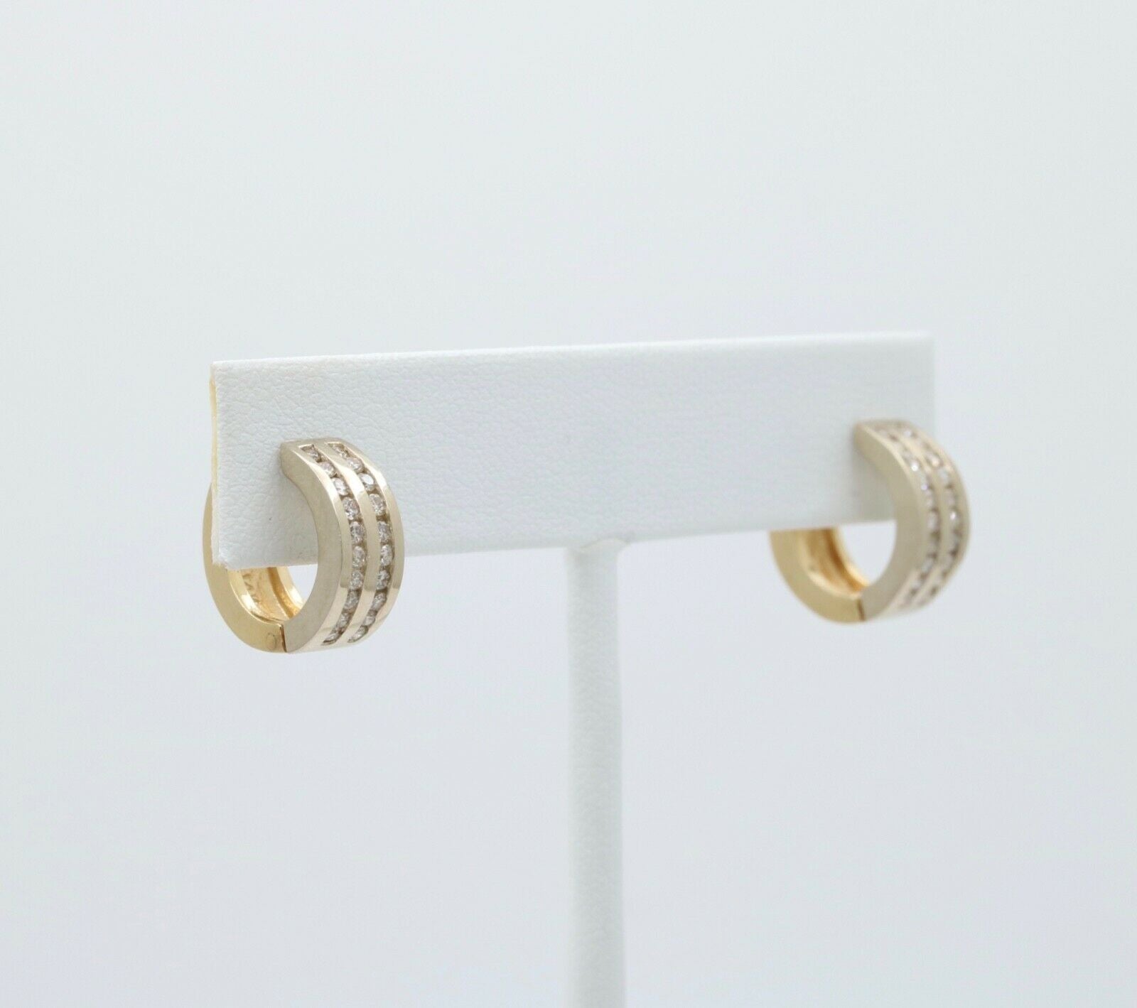 Classic Petite 14K White & Yellow Gold Diamonds Huggies Earrings