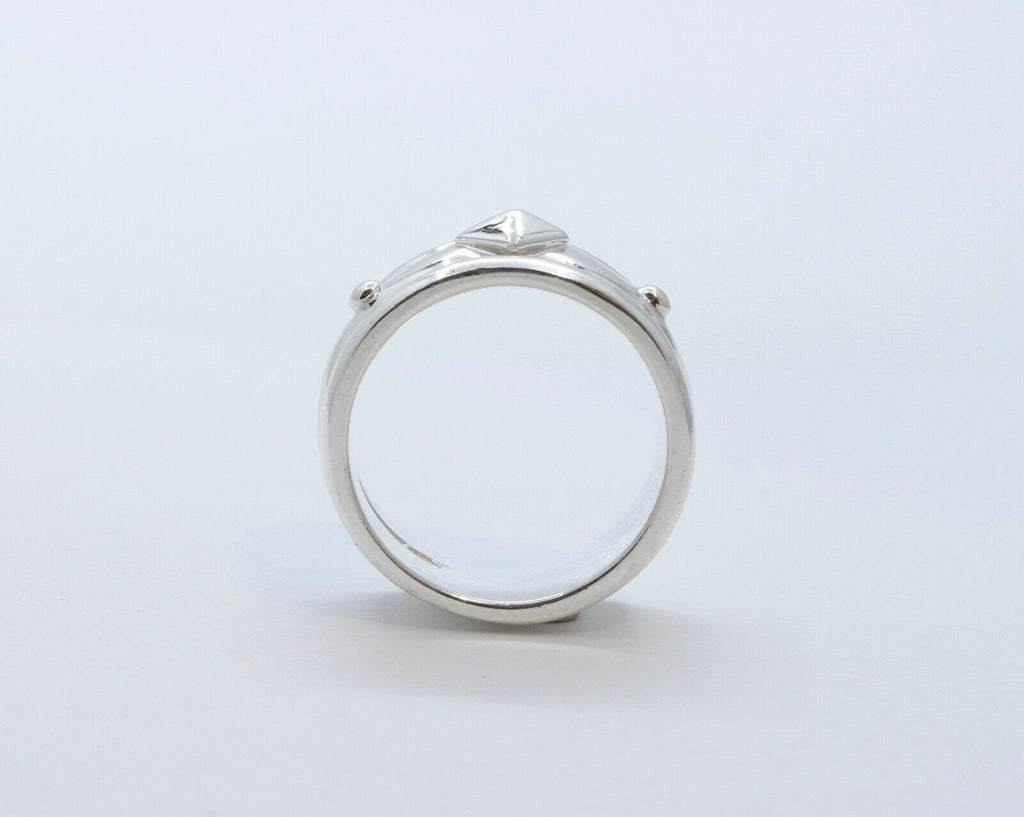 Vintage Pyramid Beads Ring Sterling Silver 925