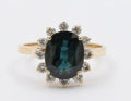 Vintage 14K Yellow Gold Sapphire Diamond Cocktail Ring