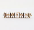 Vintage Art Deco Style 14K Yellow Gold Diamond Black Enamel Bar Pin, Brooch.