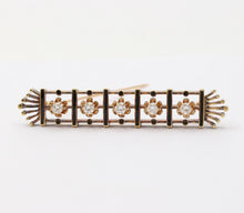 Load image into Gallery viewer, Vintage Art Deco Style 14K Yellow Gold Diamond Black Enamel Bar Pin, Brooch.

