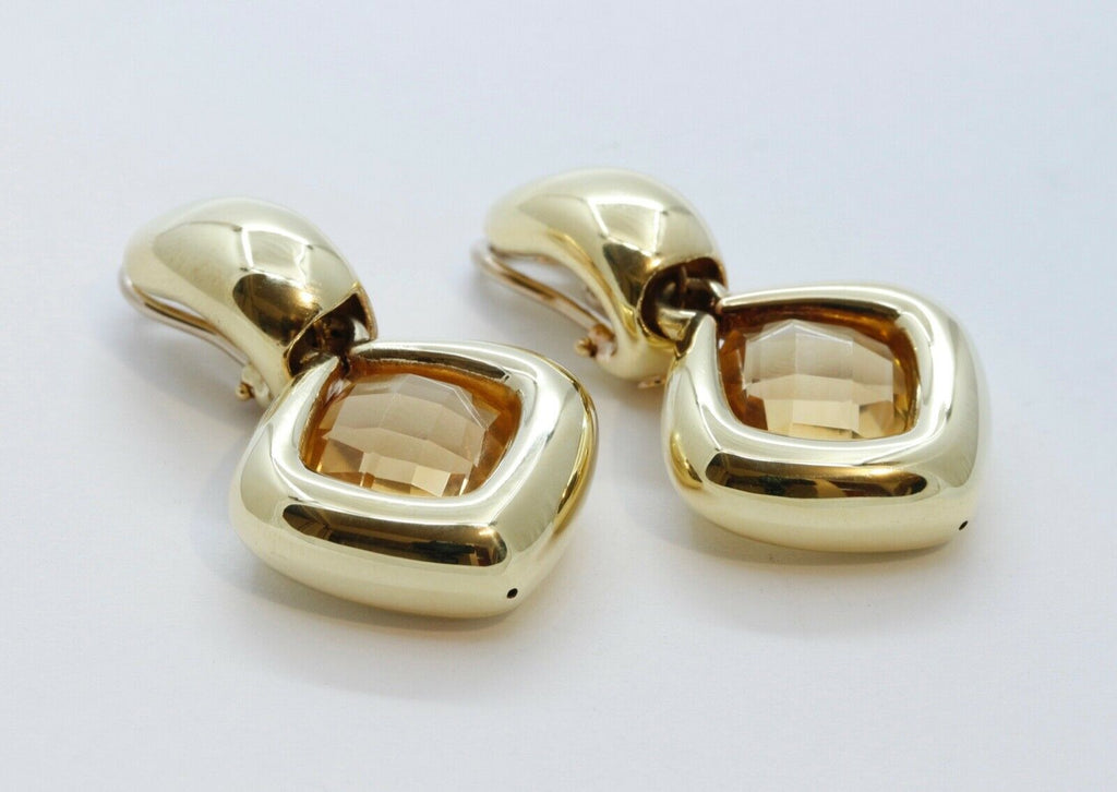 Italian Dangle 18K Yellow Gold Citrine Earrings
