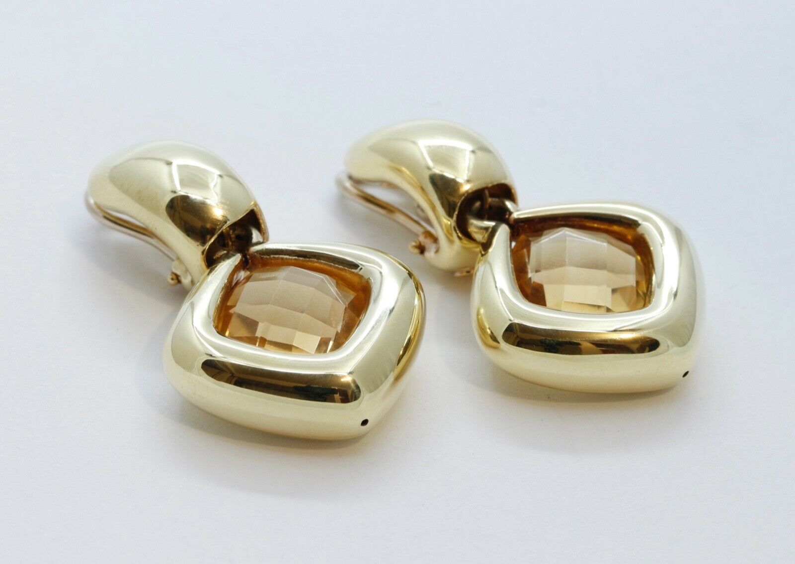 Italian Dangle 18K Yellow Gold Citrine Earrings