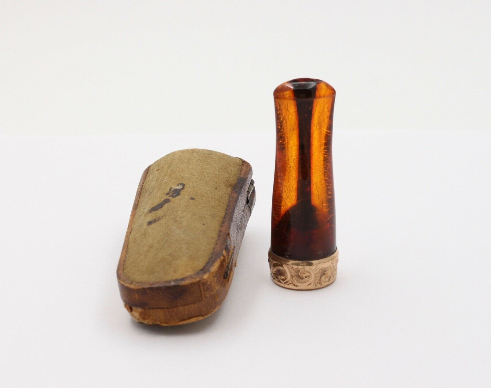 Victorian Cigar Mouthpiece Amber Gold Vermeil