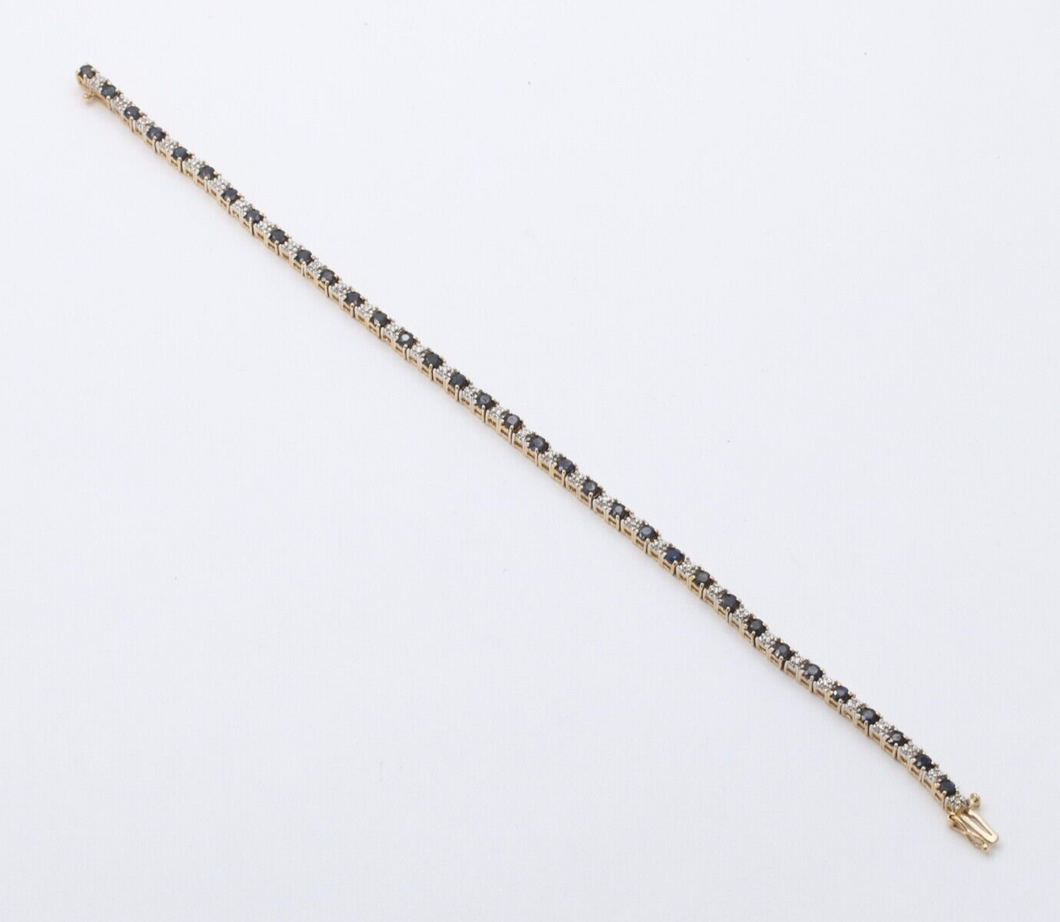 VIntage 14K Yellow Gold Sapphire and Diamond Tennis bracelet