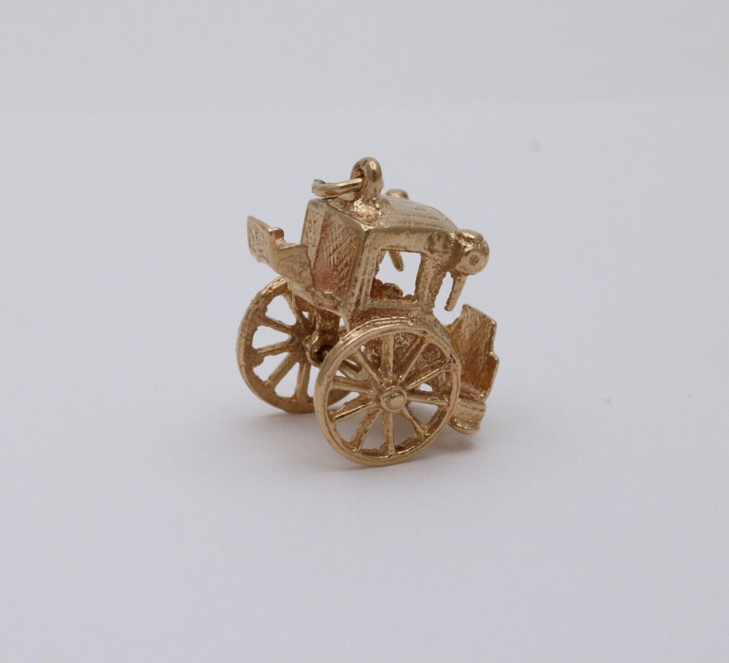 Vintage 9K Yellow Gold Carriage Charm Pendant.