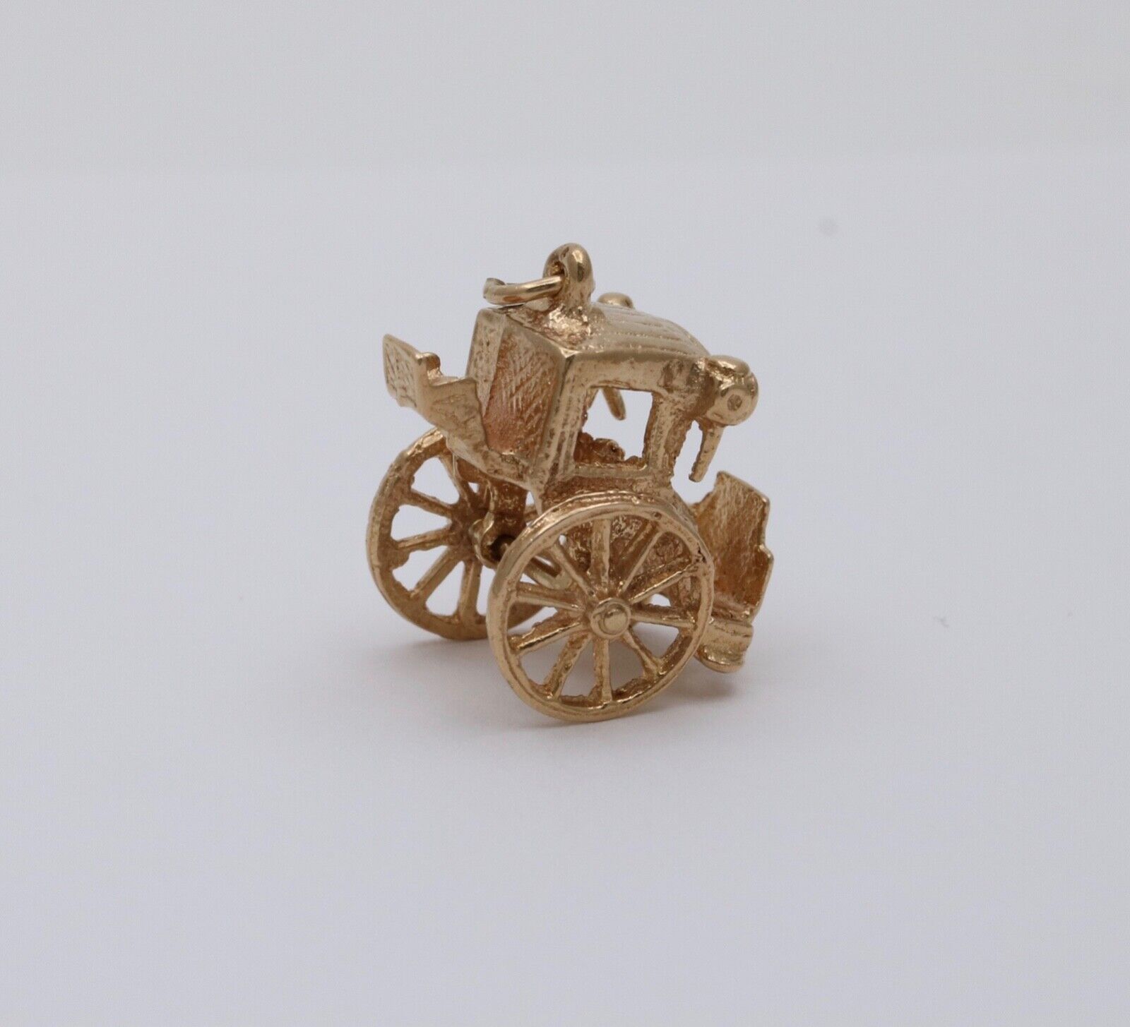 Vintage 9K Yellow Gold Carriage Charm Pendant.