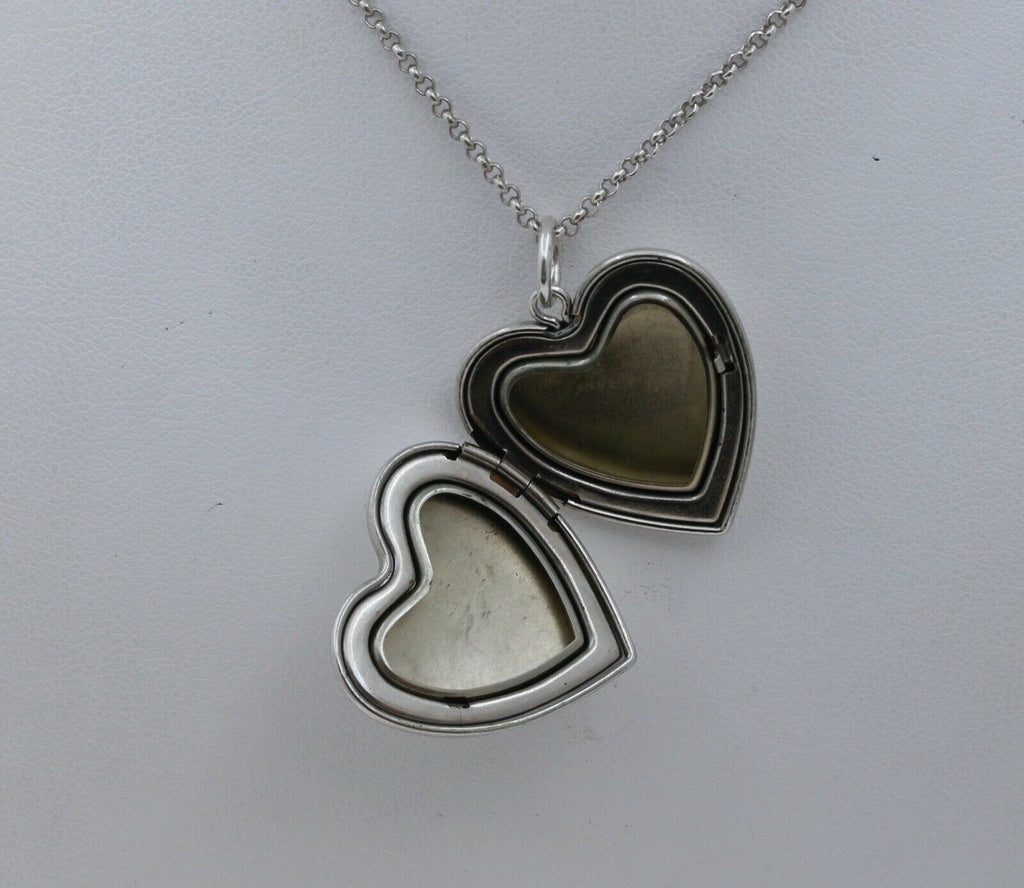 Vintage Heart Locket Pendant and Italian Sterling Silver Chain
