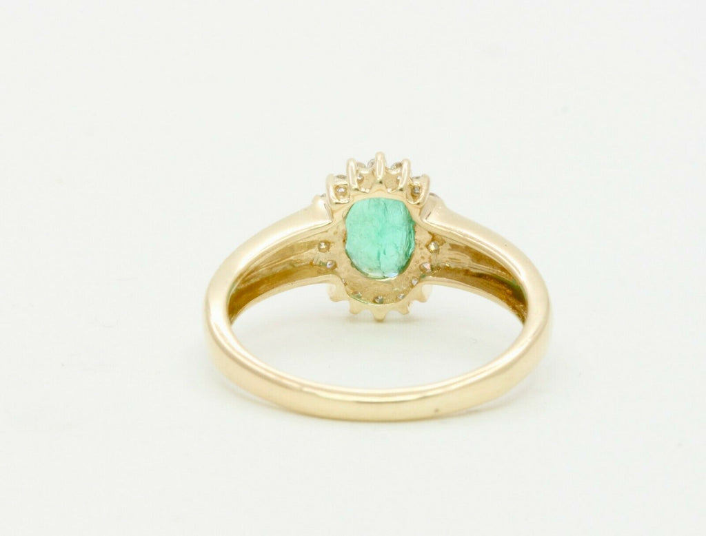 Vintage 14K Yellow Gold Diamond Emerald Ring