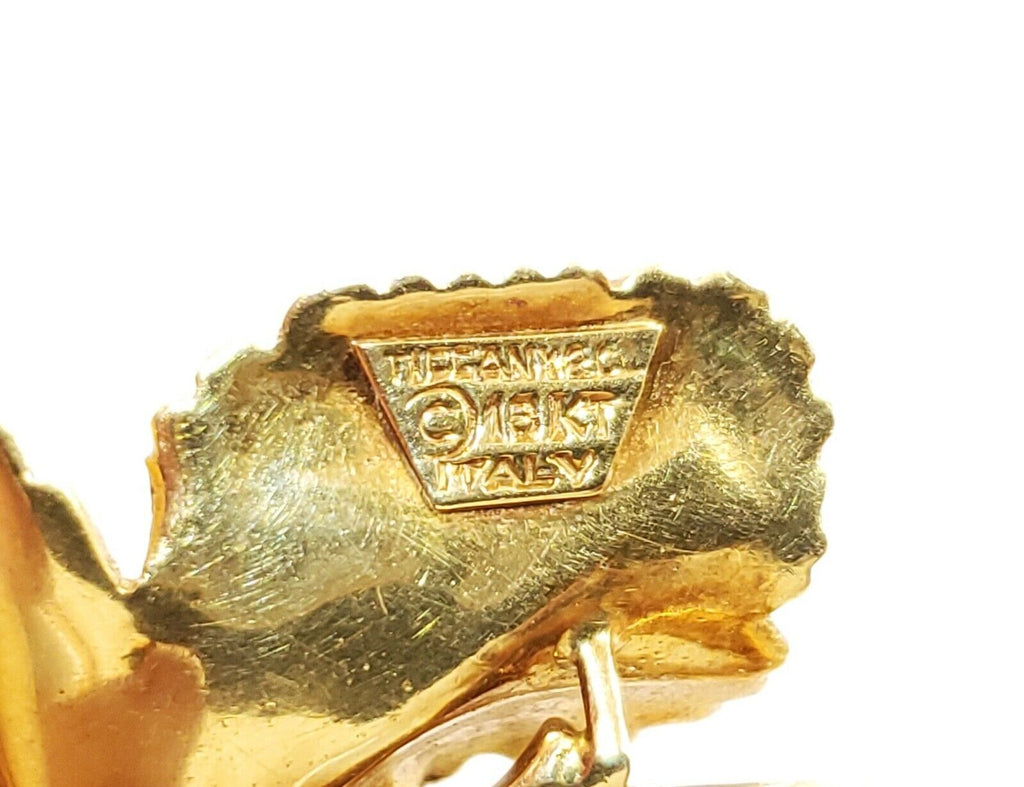 Tiffany and Co. Vintage 14K Yellow Gold Sapphires Leaf Brooch Pin