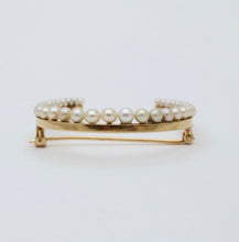 Load image into Gallery viewer, Antique Edwardian 14K Yellow Gold Horseshoe Pearl Brooch
