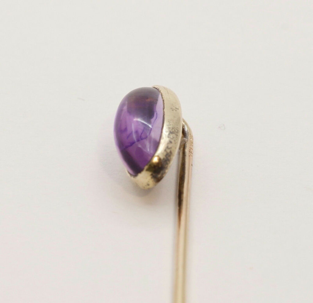 Victorian Amethyst 14K Yellow Gold Stick Pin