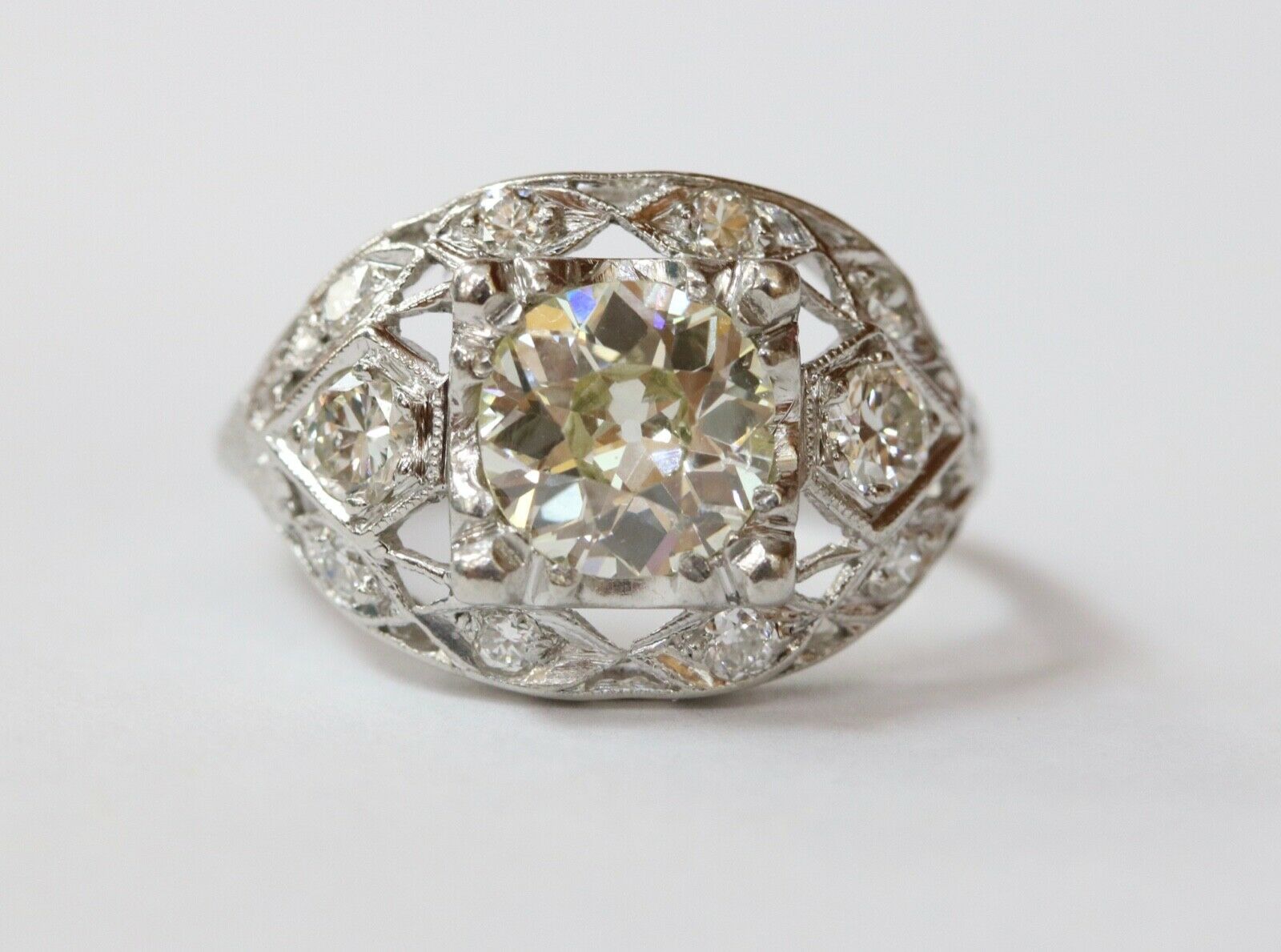 Art Deco Engagement Diamonds Platinum Ring