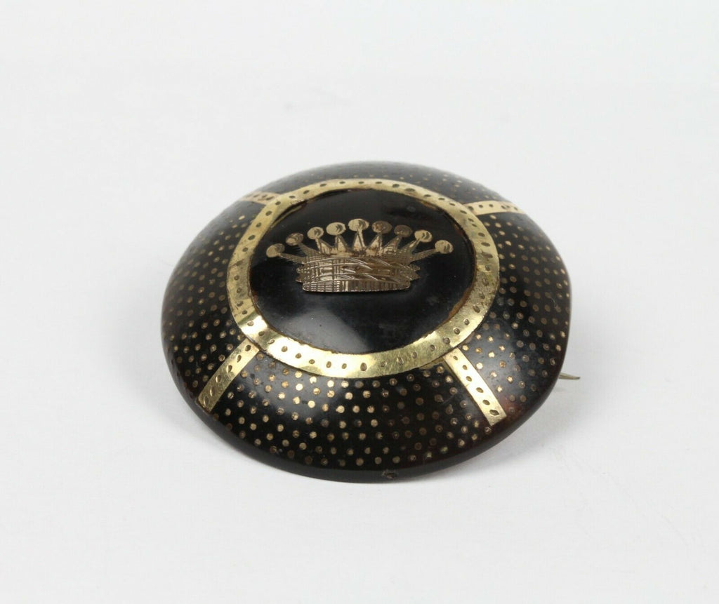 Vintage Jet GF Crown Brooch