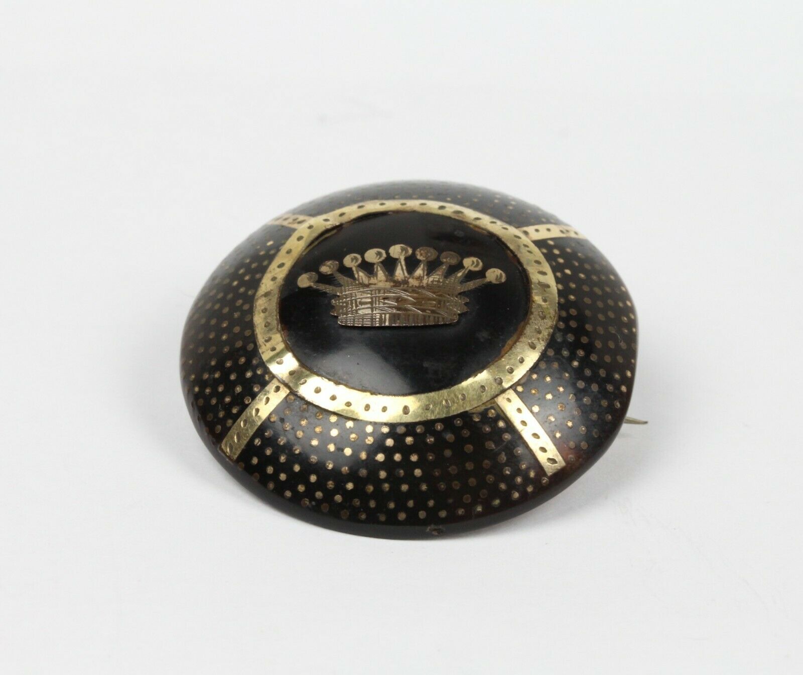 Vintage Jet GF Crown Brooch