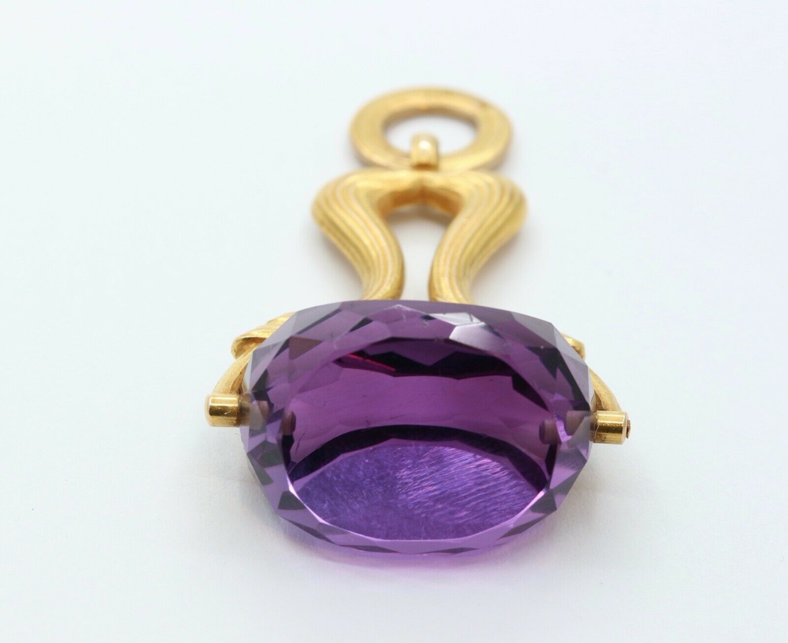 Beautiful Victorian FOB Amethyst 14K Yellow Gold Swivel Stone Pendant