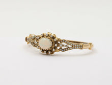 Load image into Gallery viewer, Vintage 14K Yellow Gold Victorian Style Opal and Diamond Bangle, Bracelet.
