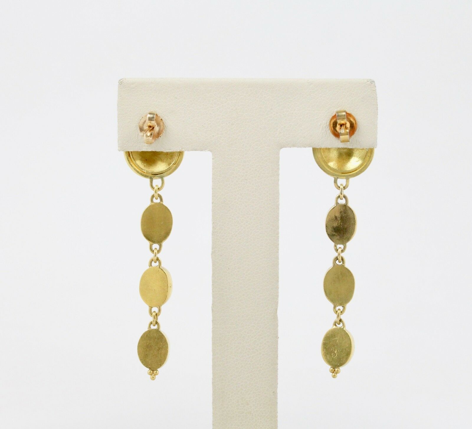 Vintage 18K Yellow Gold and Watermelon Tourmaline Dangling Earrings