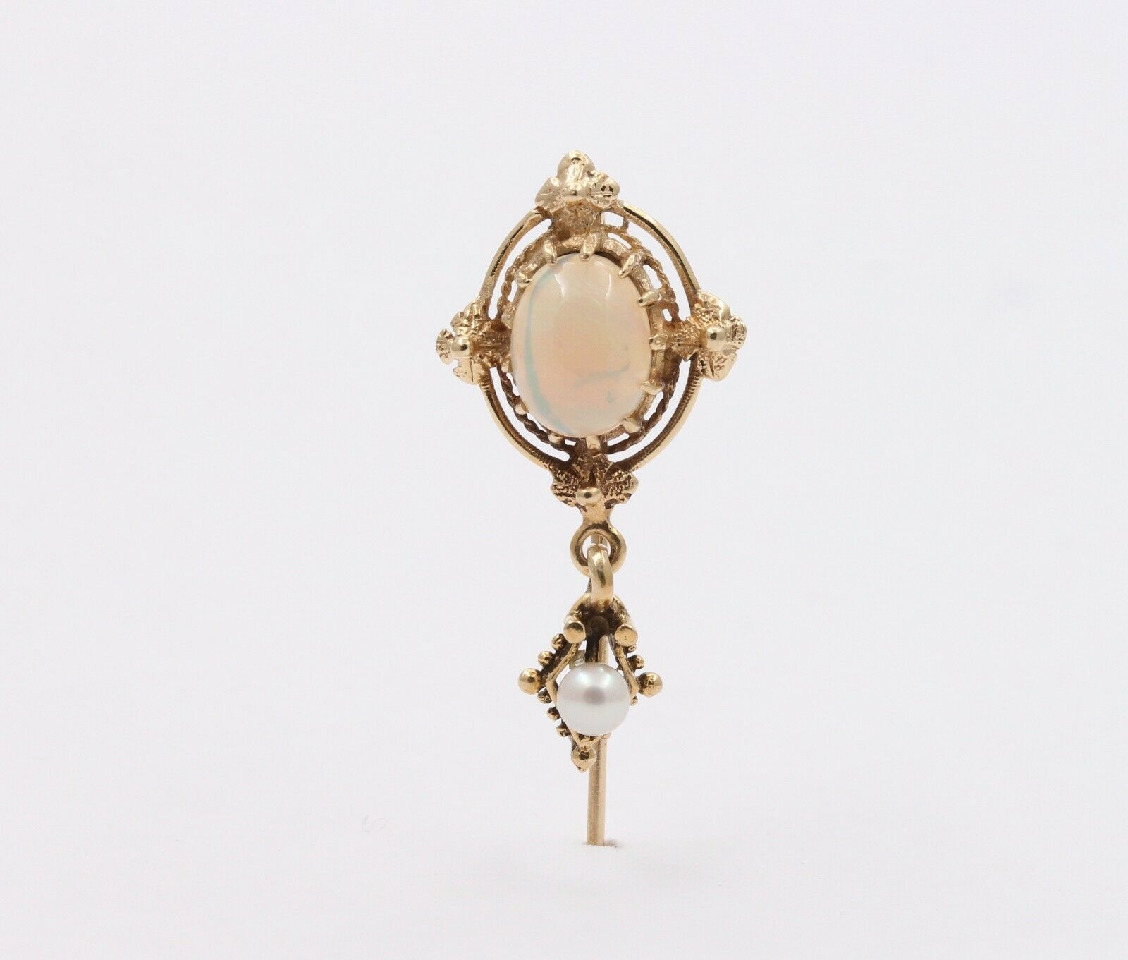Vintage 14K Yellow Gold Opal Pearl Stick Pin