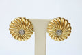 Vintage Diamonds 18K Yellow White Gold Chrysanthemum Flower Earrings