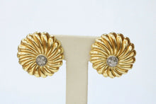 Load image into Gallery viewer, Vintage Diamonds 18K Yellow White Gold Chrysanthemum Flower Earrings
