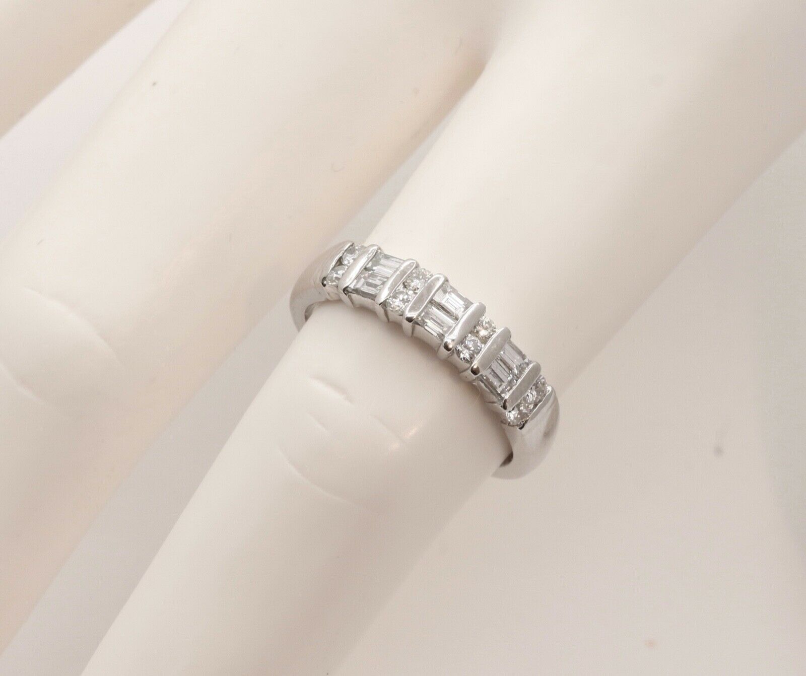 Vintage Ladies Diamonds Platinum White Gold Wedding Band Stackable Ring