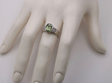 Load image into Gallery viewer, Vintage 14K White Gold Green Tourmaline and Diamond Ring, Engagement Ring
