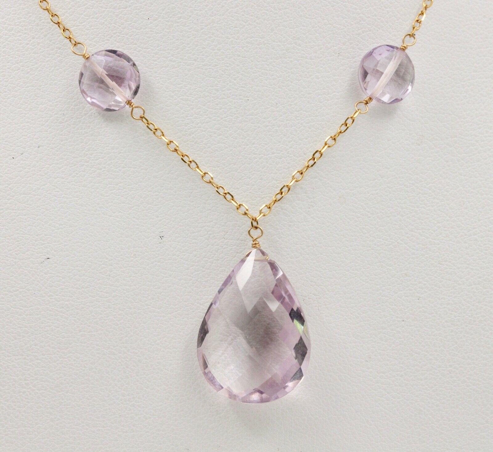 Vintage Amethyst Droplet 14K Yellow Gold Necklace