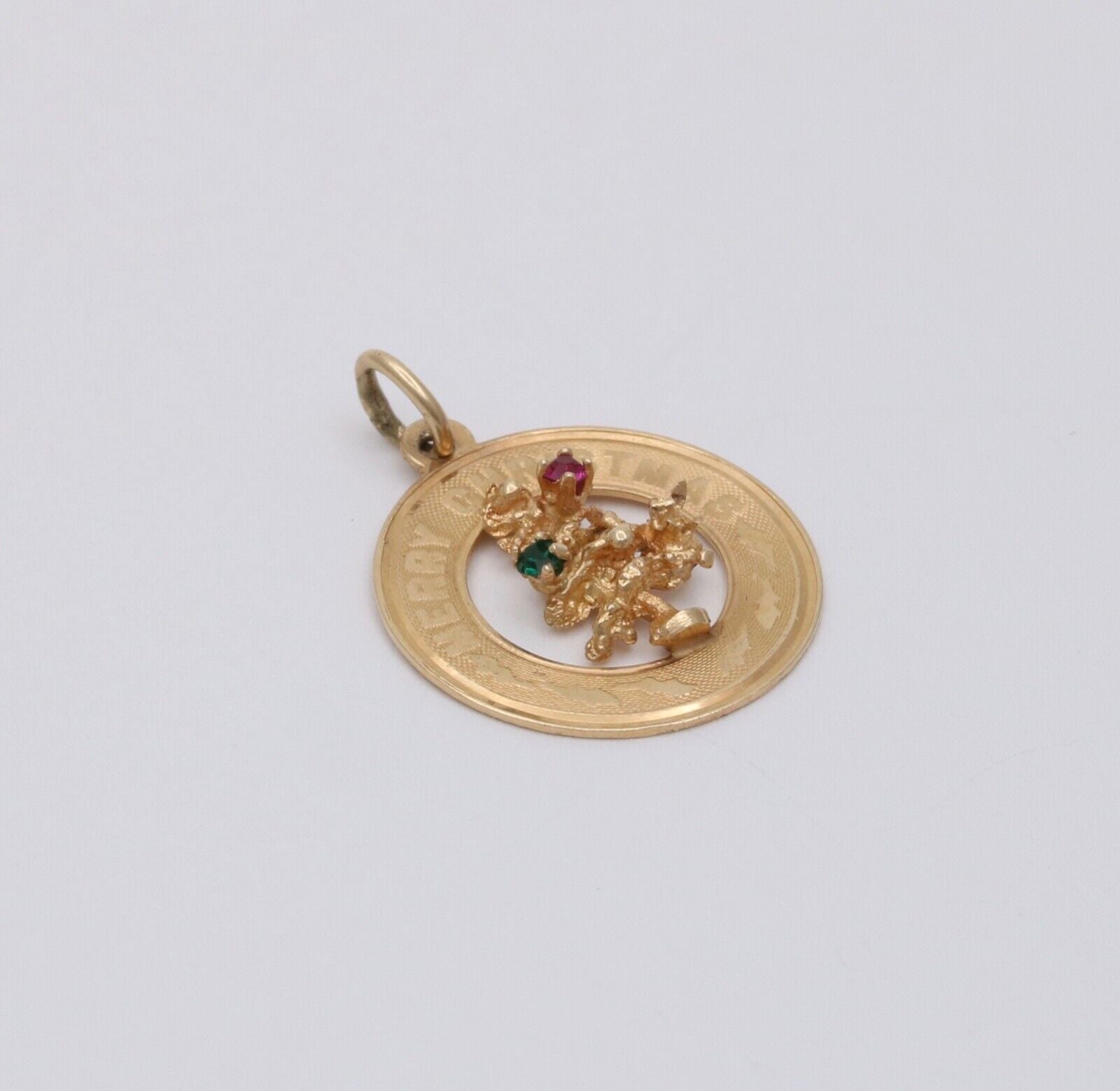 Vintage 14K Yellow Gold Merry Christmas, Christmas Tree Charm