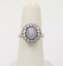 Load image into Gallery viewer, Victorian Star Sapphire White Sapphires 14K YG Silver Ring
