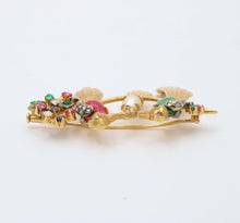 Load image into Gallery viewer, Birds of Paradise Emeralds Rubies Diamonds 18K YG Brooch
