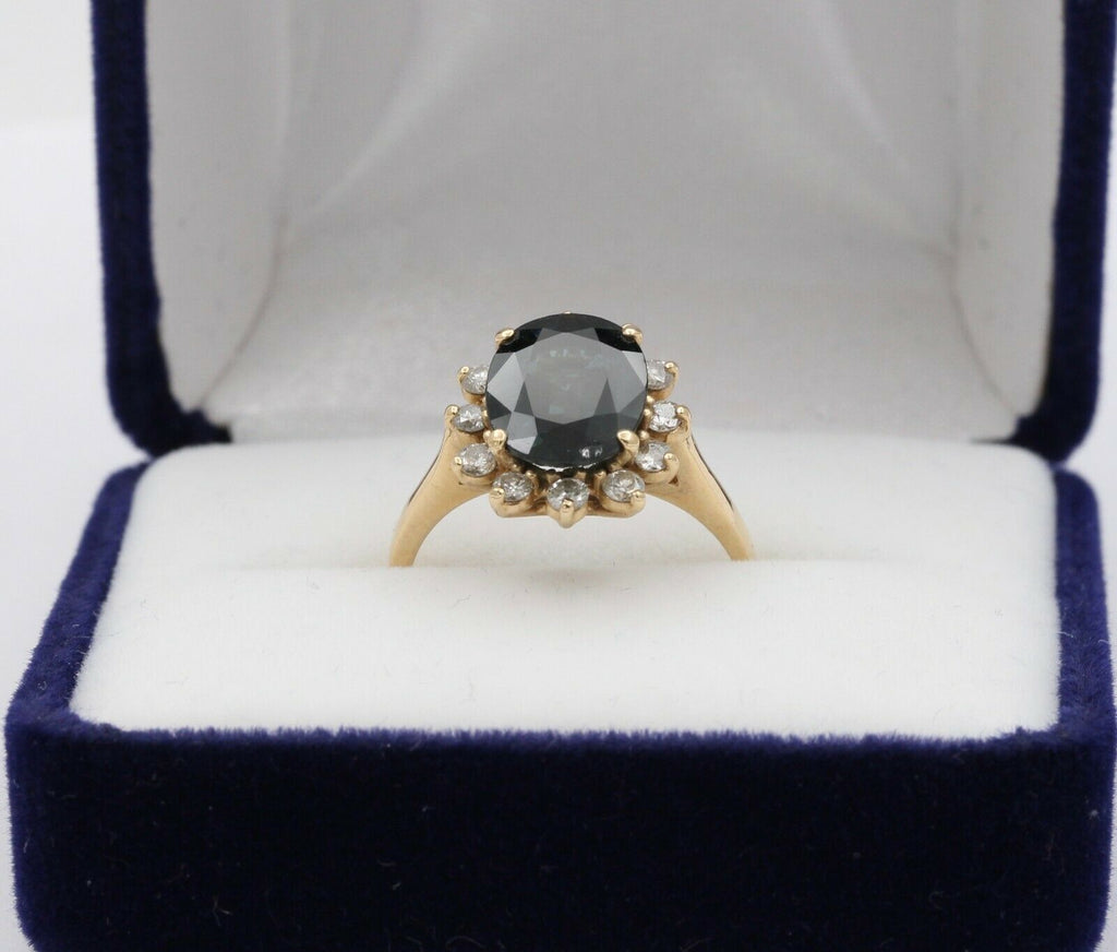 Vintage 14K Yellow Gold Sapphire Diamond Cocktail Ring