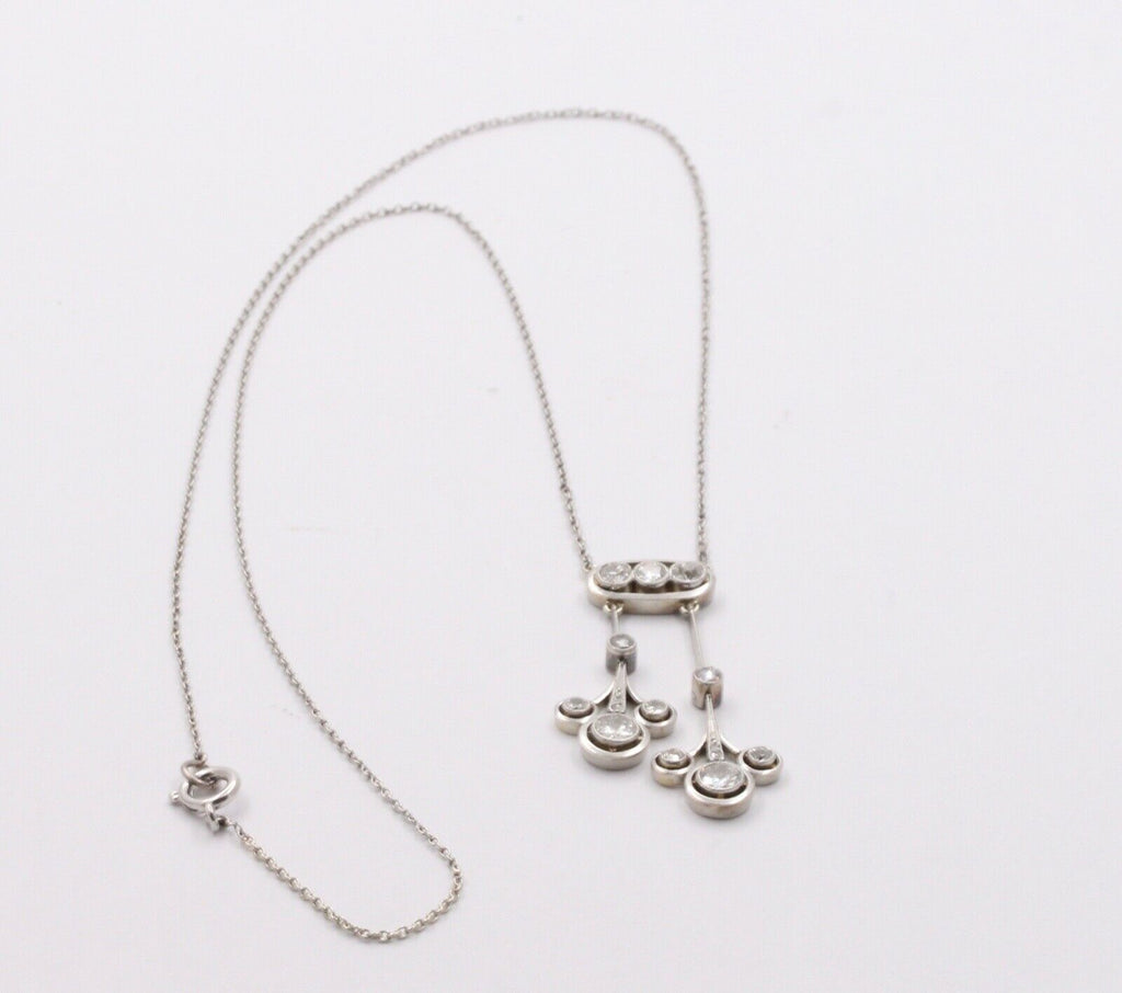 Art Deco Old Mine Diamonds Platinum Pendant and Chain