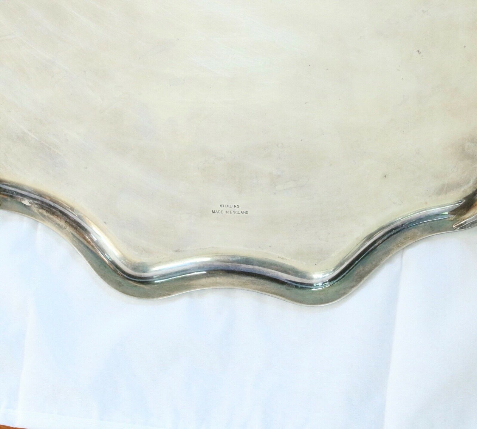 Tiffany and Co. English Sterling Silver 925 Scalloped Round Serving Tray