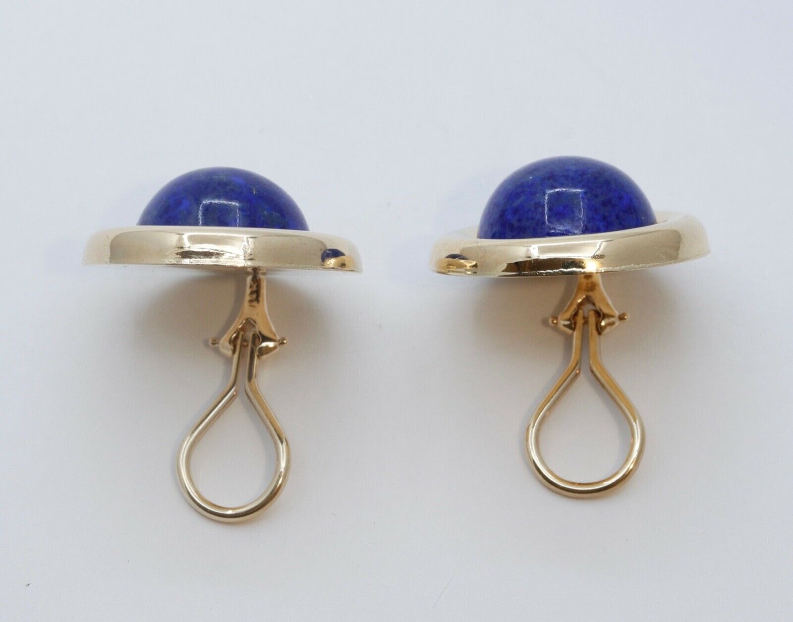 Vintage Lapis Lazuli 14K Yellow Gold French Clip Earrings