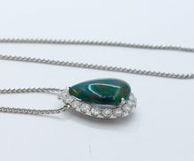 Load image into Gallery viewer, Vintage Opal Diamonds 18K 14K White Gold Pendant Chain
