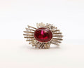 Beautiful Modernist Ladies Ruby Diamonds 14K White Gold Ring