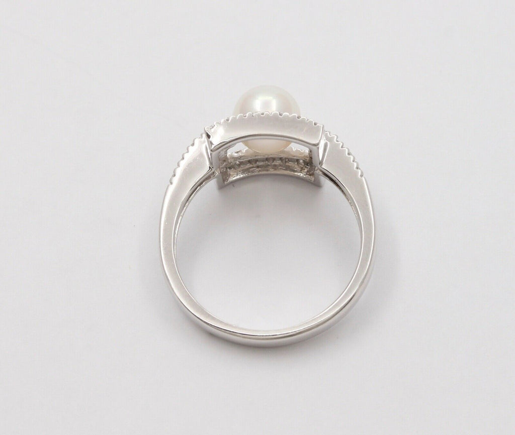 Mikimoto Pearl Diamonds 14K White Gold Ring