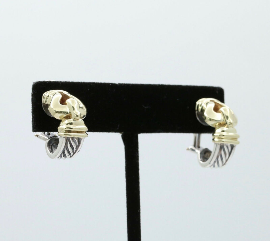 David Yurman Buckle Cable 14K Yellow Gold Sterling Silver Earrings