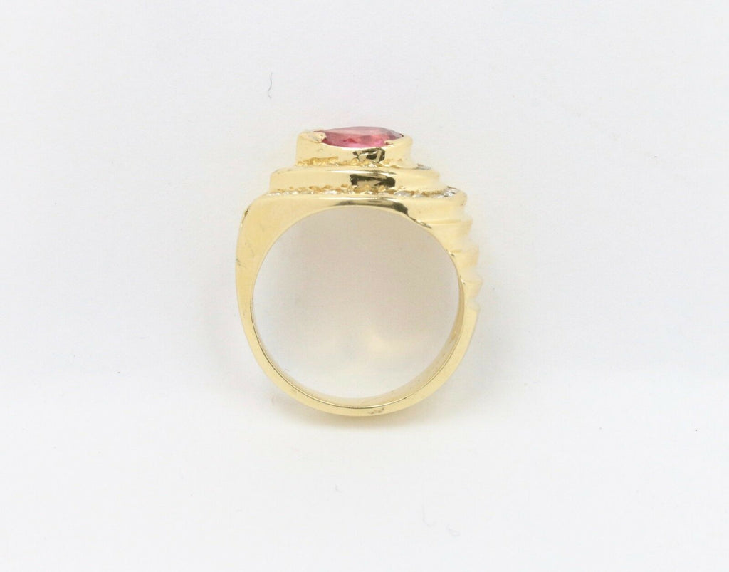 Vintage 14K Yellow Gold Pink Sapphire and Diamond Ring