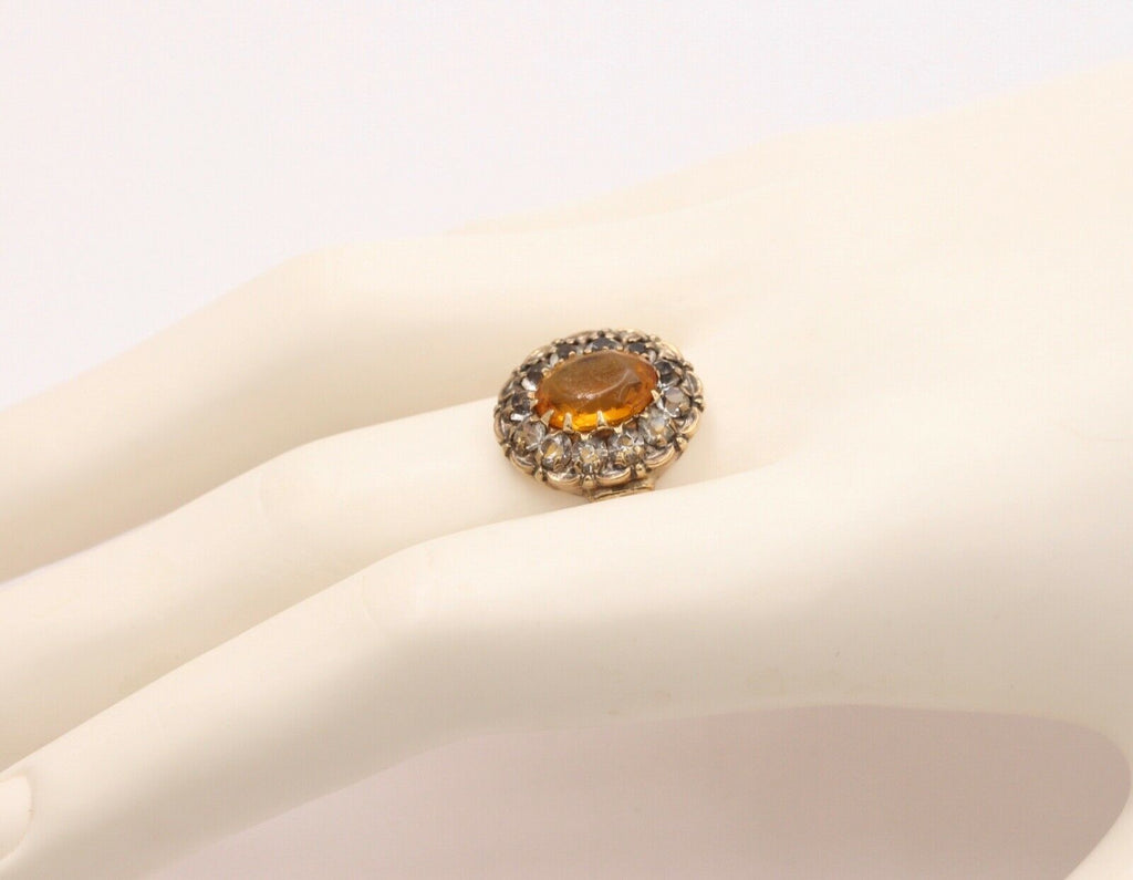 Victorian Citrine and Paste 14K Yellow Gold Ring