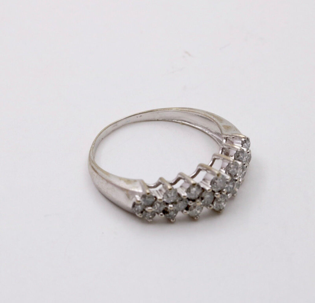 Vintage Diamonds 14K White Gold Wedding Band