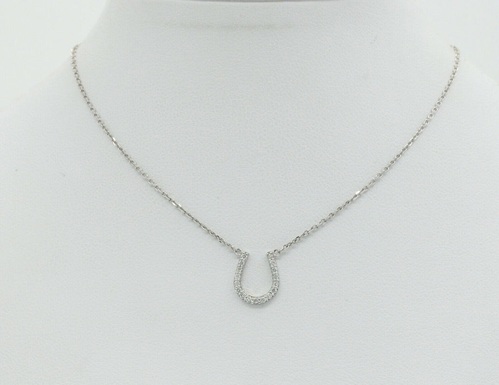 Lucky Horseshoe 18K White Gold Diamonds Necklace Pendant