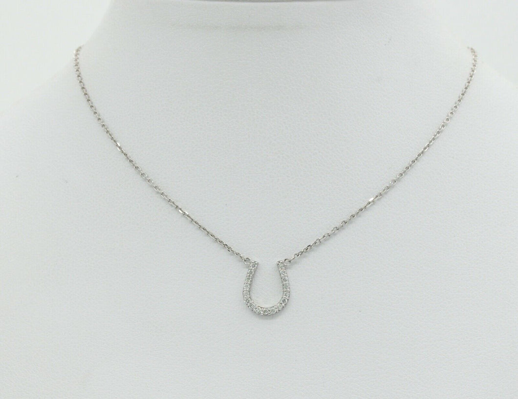 Lucky Horseshoe 18K White Gold Diamonds Necklace Pendant