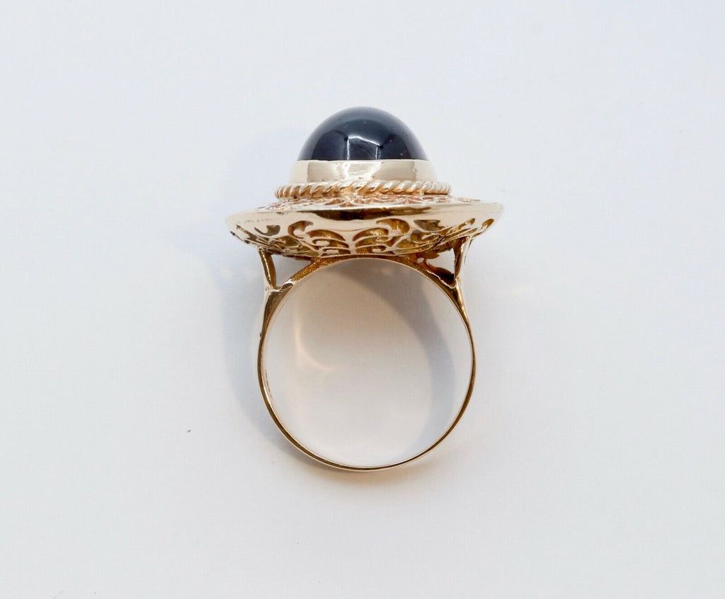 Exquisite Victorian Revival Garnet 14K Yellow Gold Ring