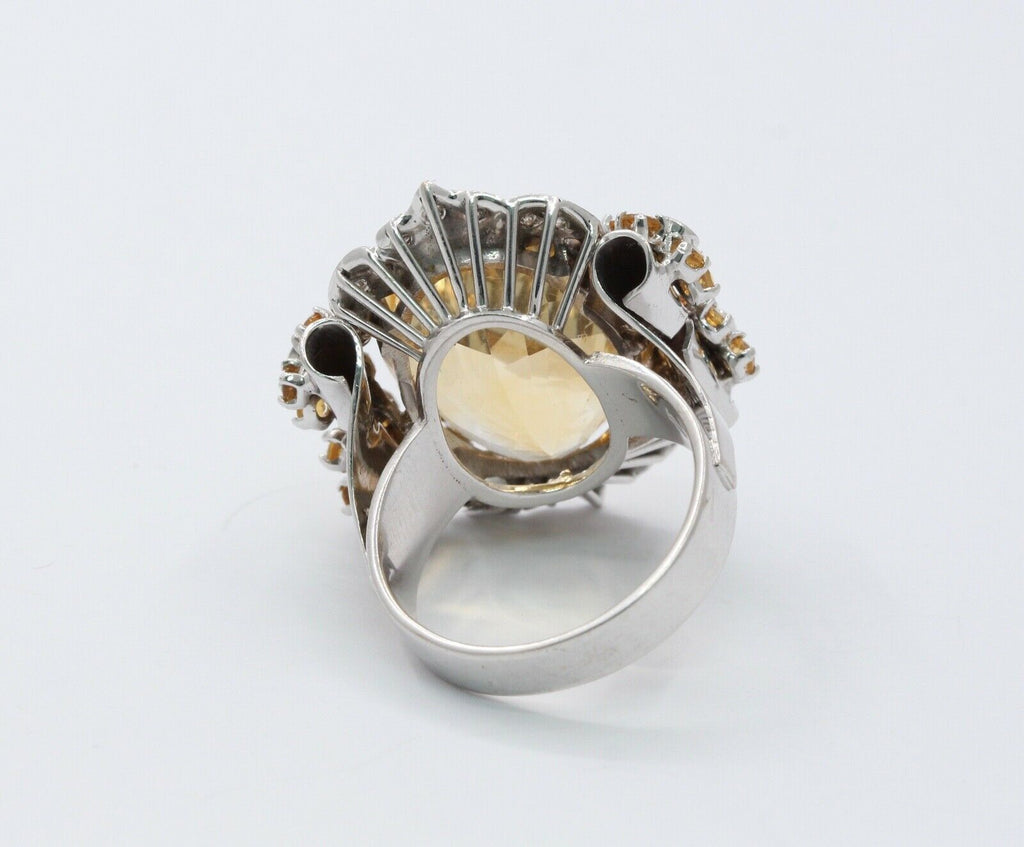 Huge Majestic Italian 18K Citrine Diamonds Ring